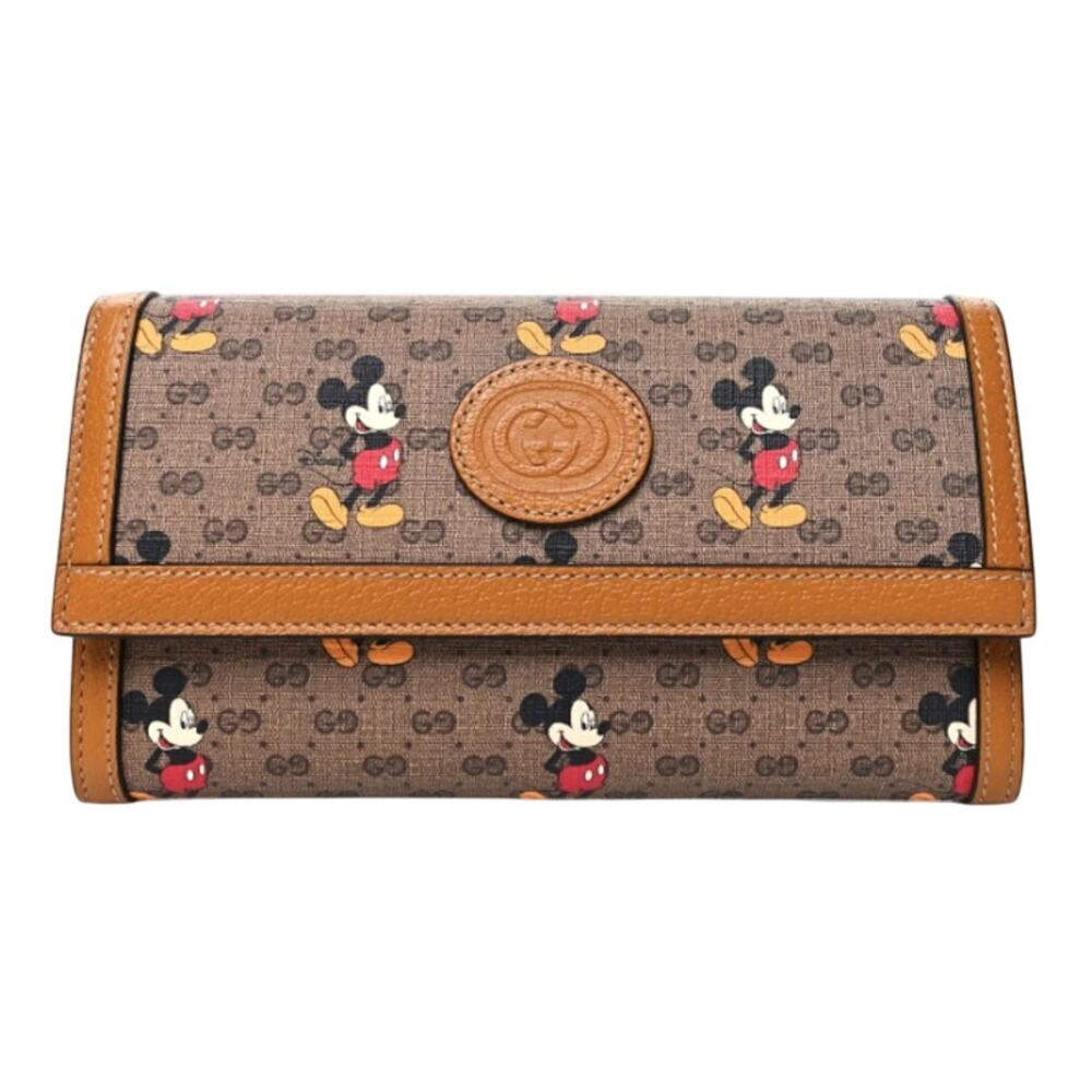 NEW GUCCI x DISNEY MICKEY MOUSE GG LARGE ENVELOPE LEATHER WALLET BOX AUTHENTIC!